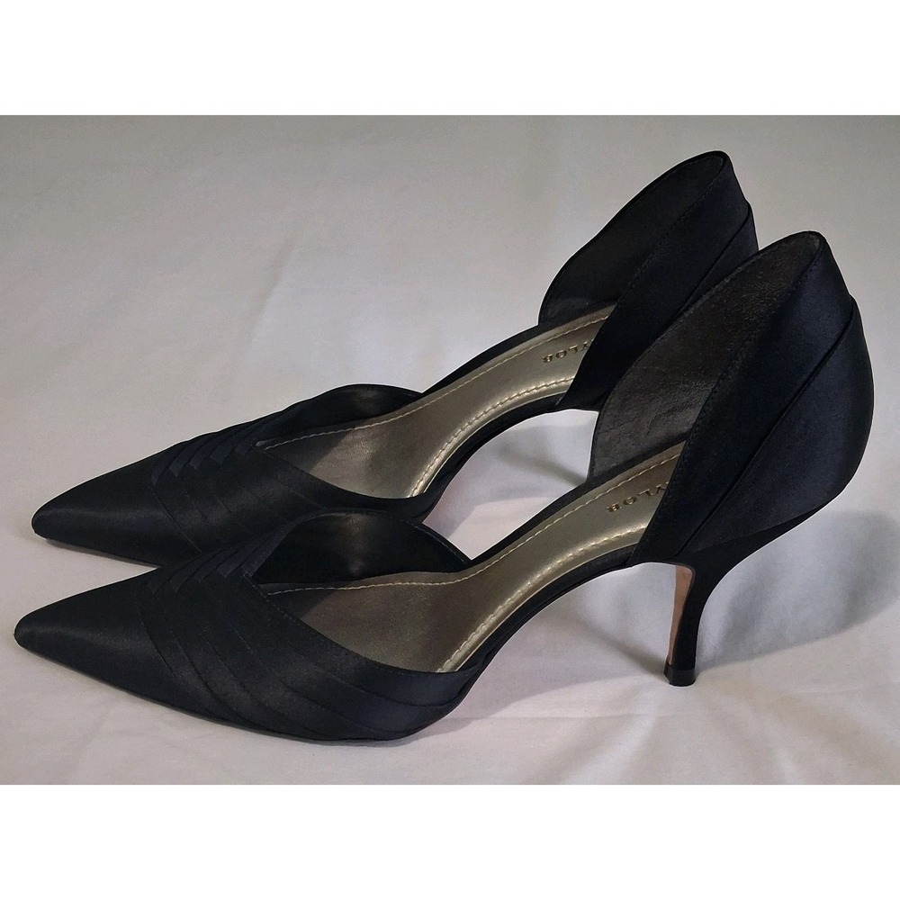 Ann Taylor Satin Point Toe Slip On Heels Minimalist Career Office Siren Sz 9